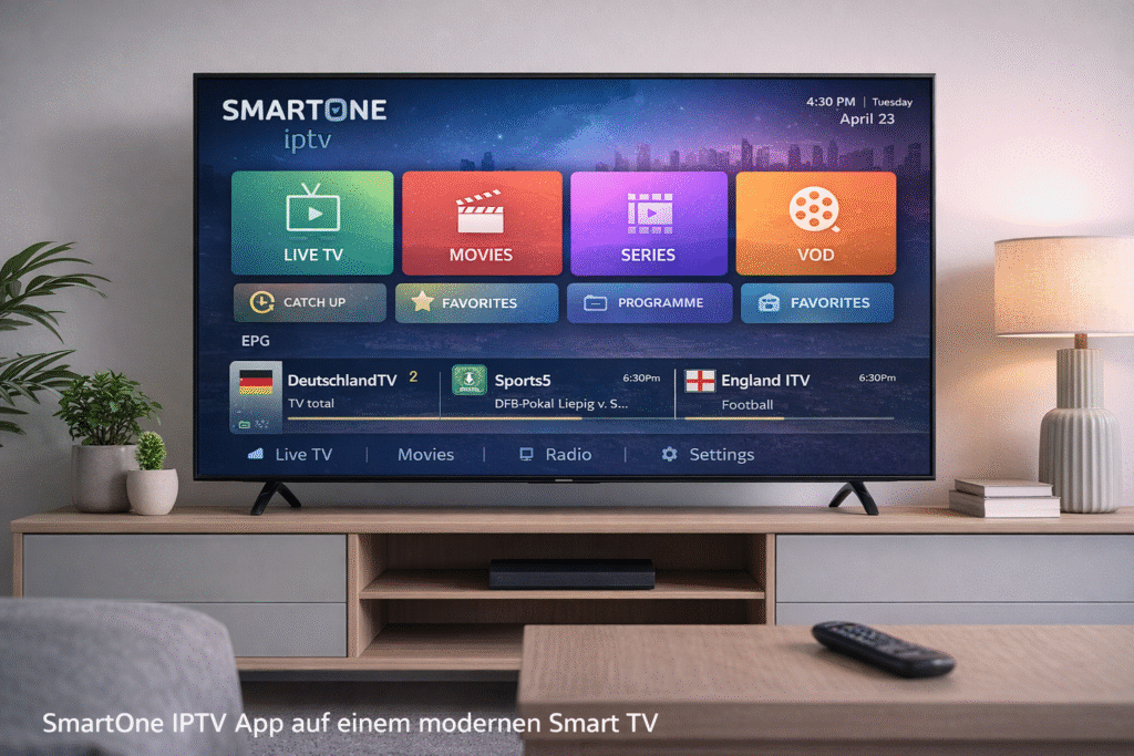 smartone iptv app auf einem smart tv